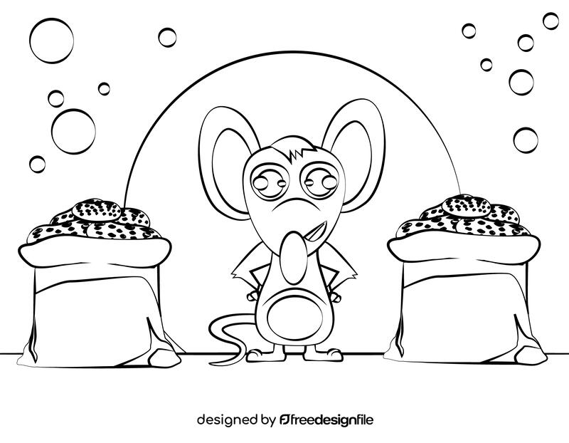 Cute Mouse black and white vector