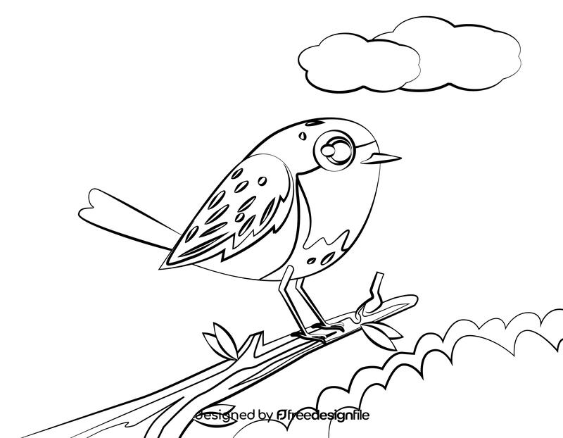 Cute Robin bird black and white vector