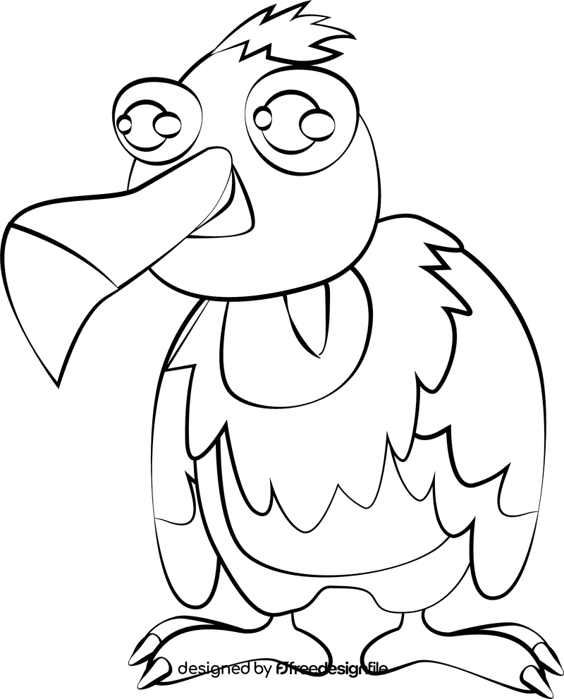 Cute Vulture black and white clipart