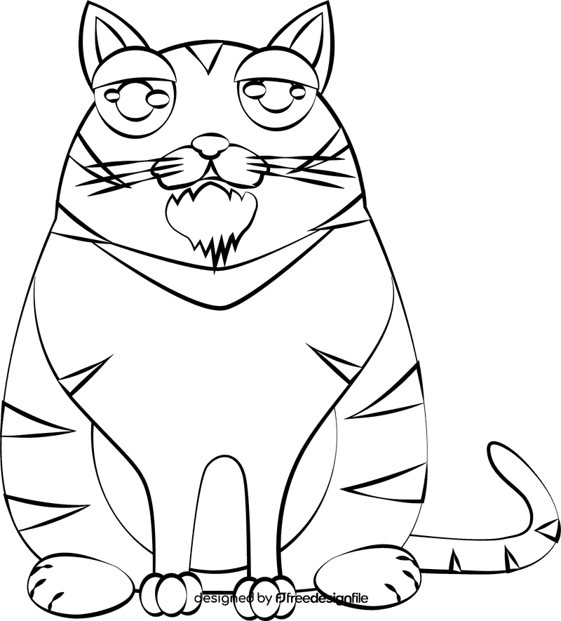 Funny Cat black and white clipart