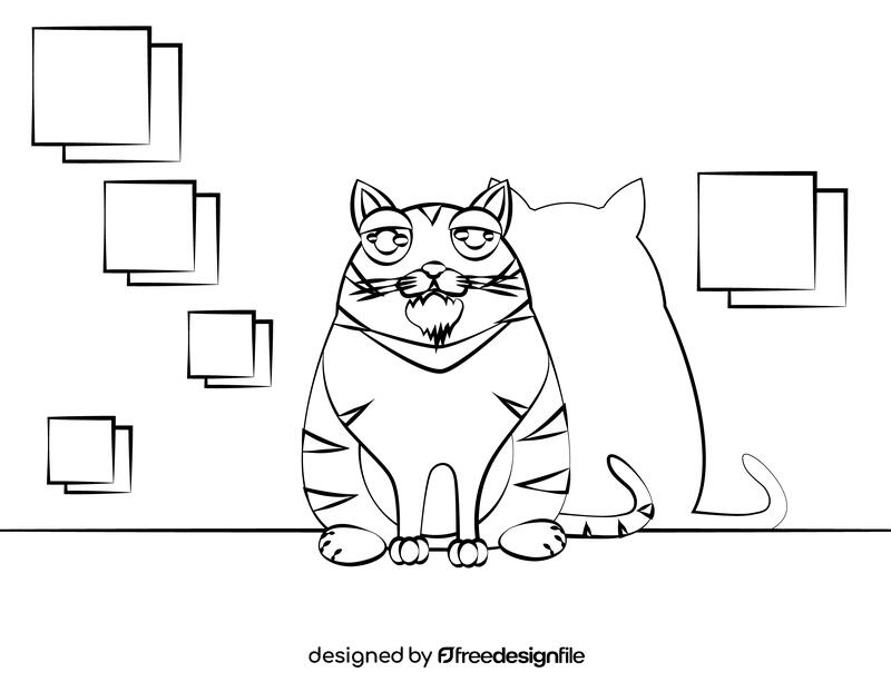 Funny Cat black and white vector