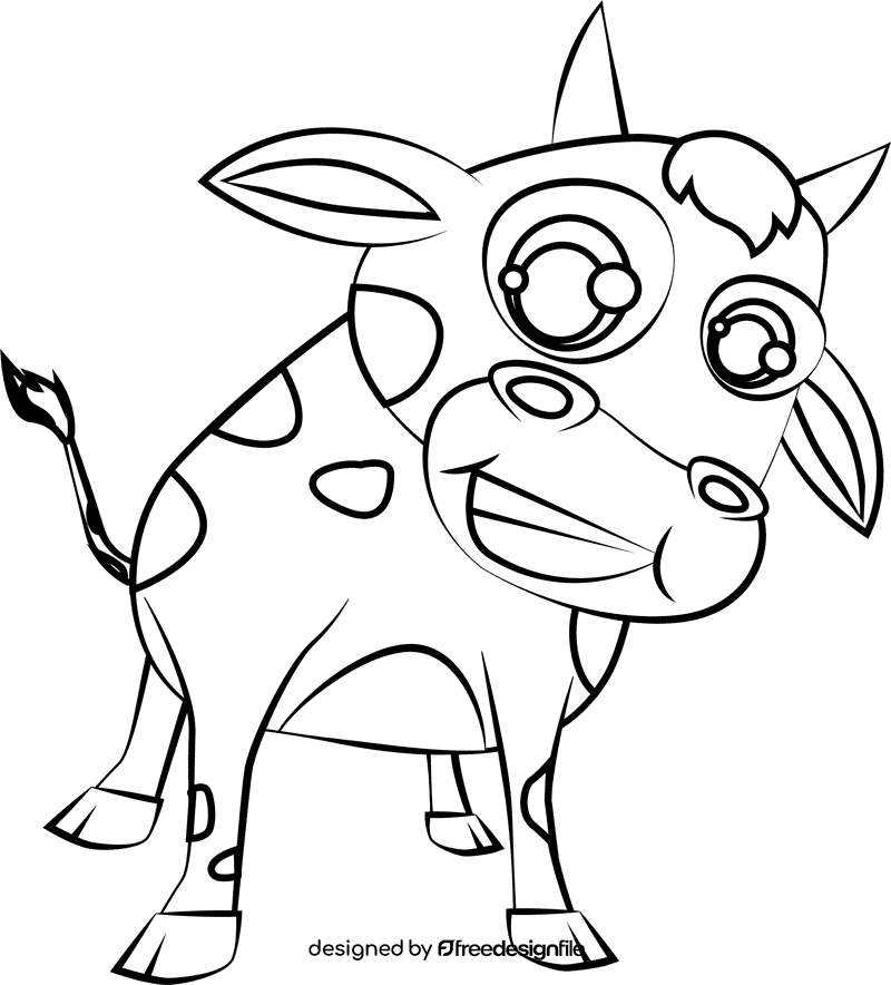 Funny Cow black and white clipart