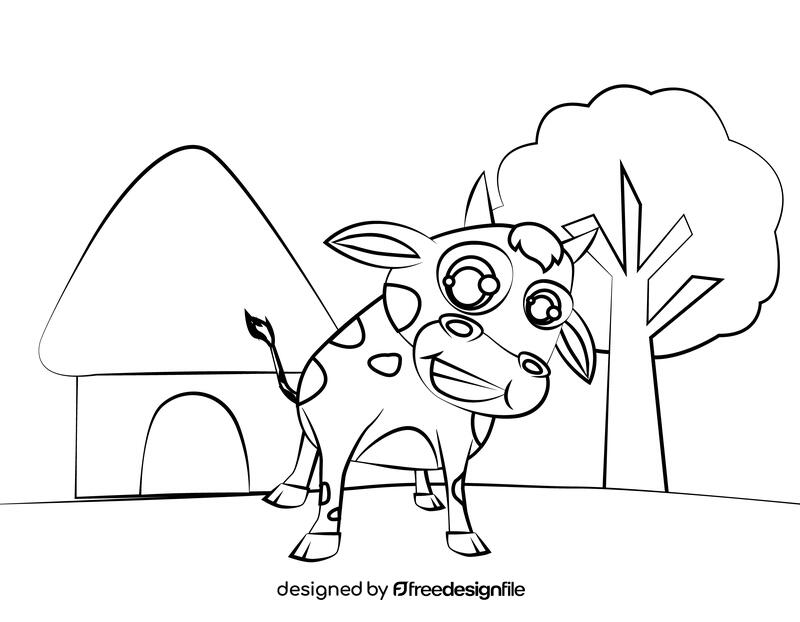 Funny Cow black and white vector