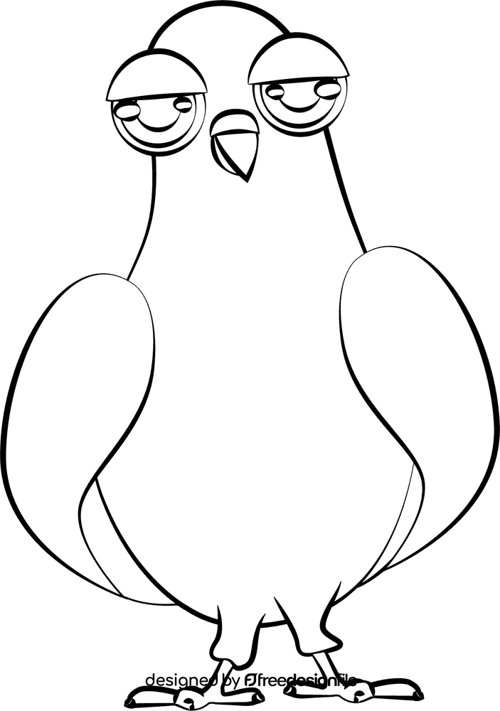 Funny Dove black and white clipart