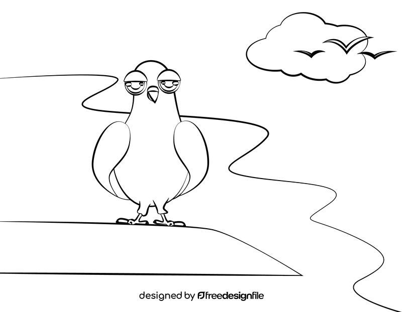 Funny Dove black and white vector