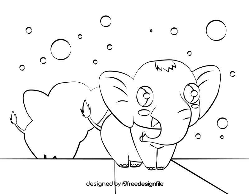 Funny Elephant black and white vector