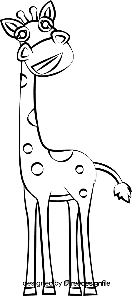 Funny Giraffe black and white clipart