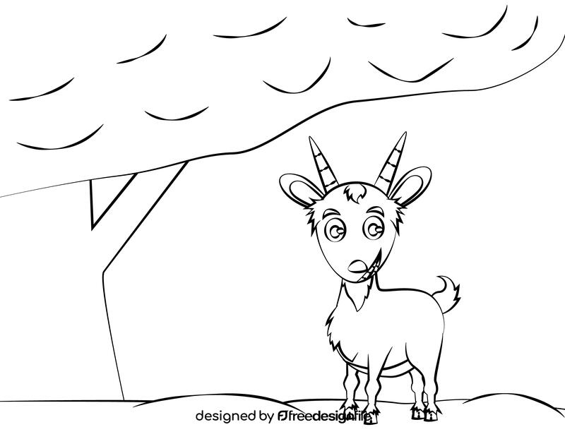 Funny Goat black and white vector