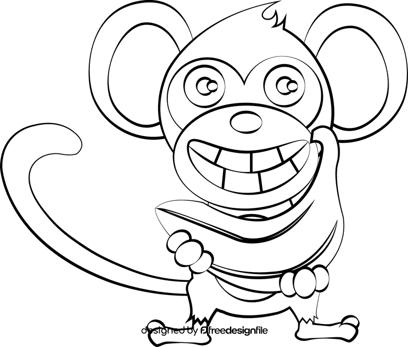 Funny Monkey black and white clipart