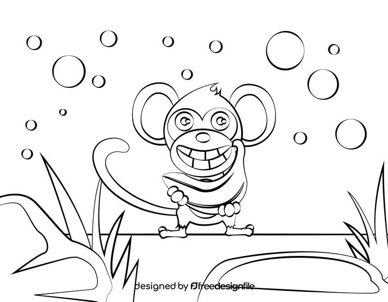 Funny Monkey black and white vector