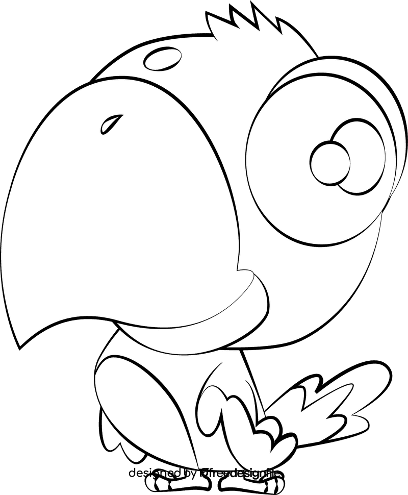 Funny Parrot black and white clipart