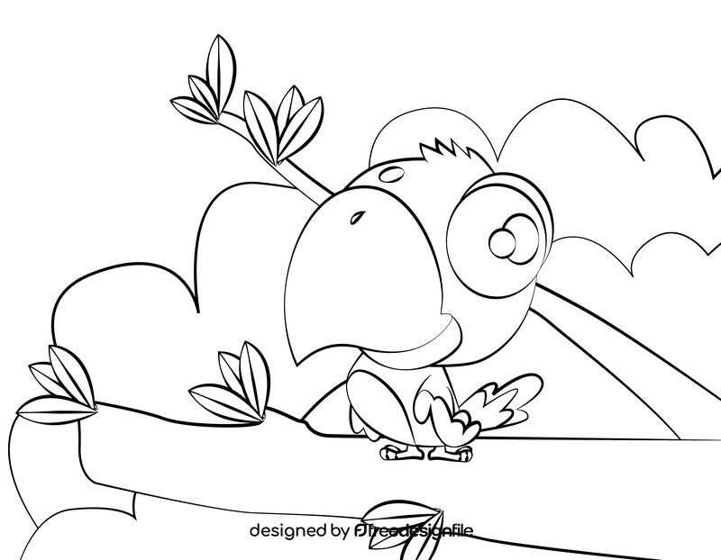 Funny Parrot black and white vector