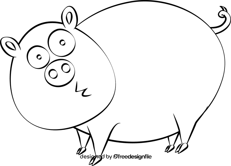 Funny Pig black and white clipart