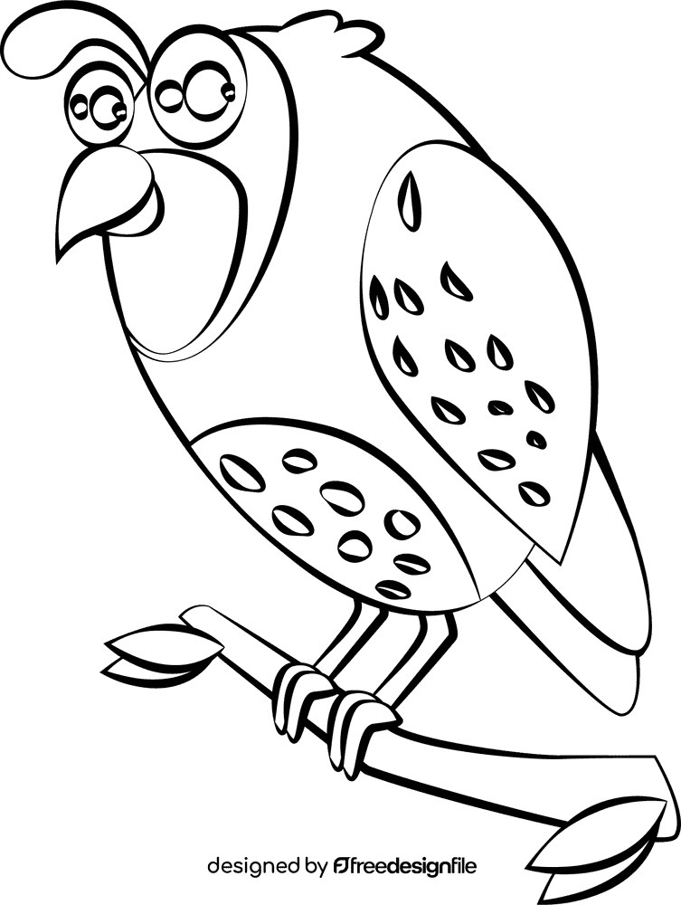 Funny Quail black and white clipart