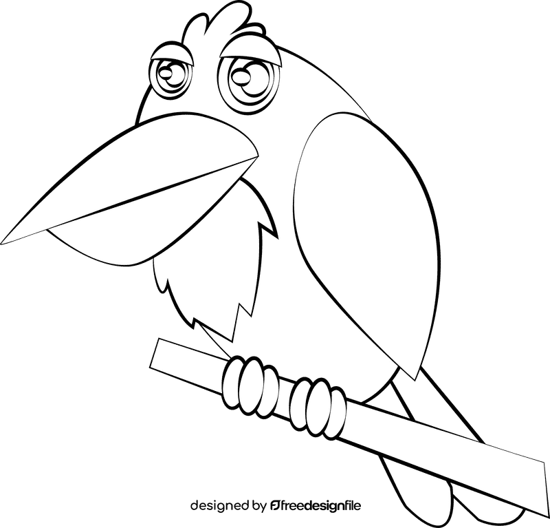 Funny Raven black and white clipart