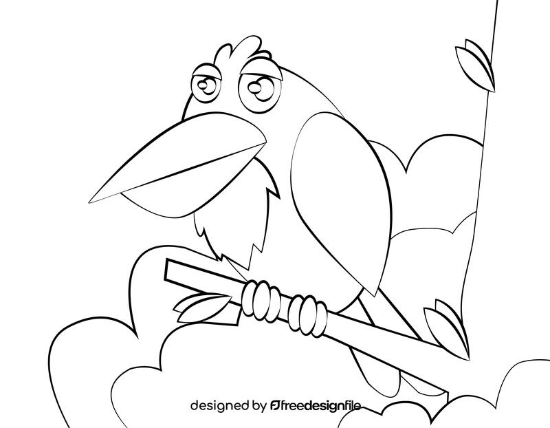 Funny Raven black and white vector