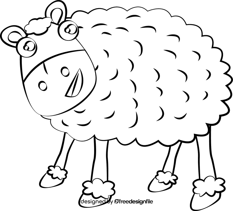 Funny Sheep black and white clipart