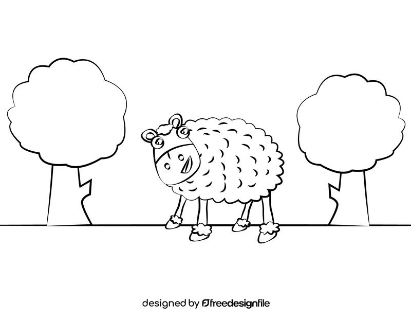 Funny Sheep black and white vector