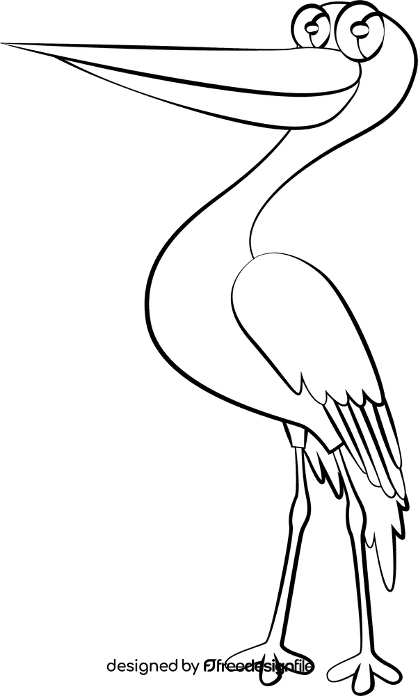 Funny Stork black and white clipart