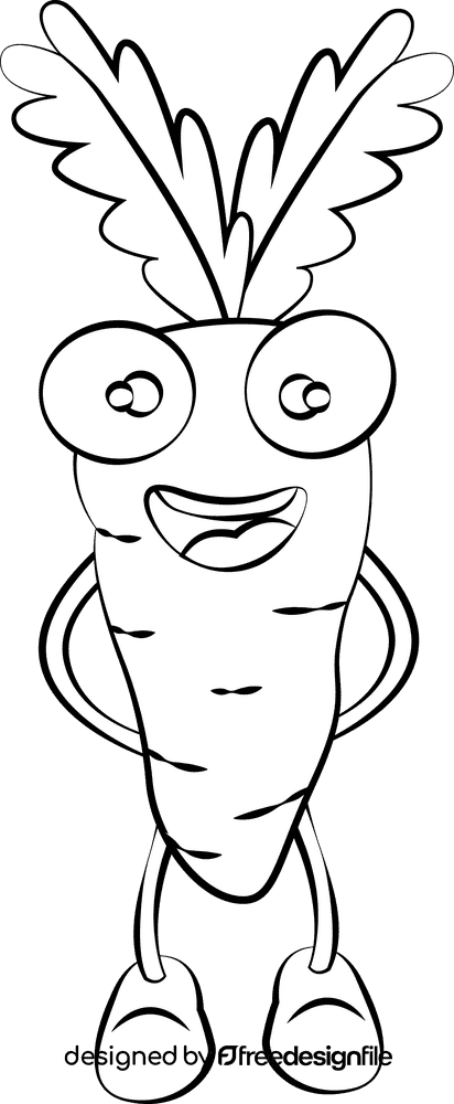 Funny Carrot black and white clipart