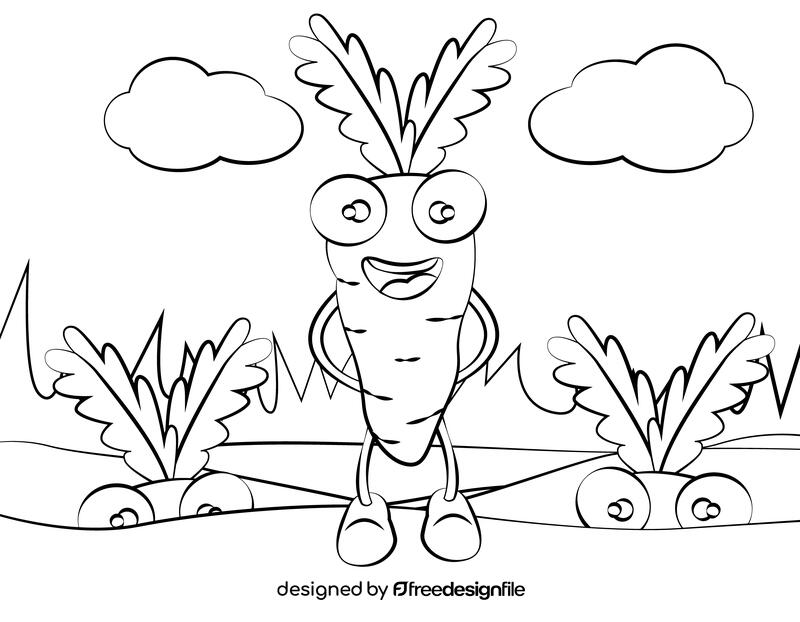 Funny Carrot black and white vector