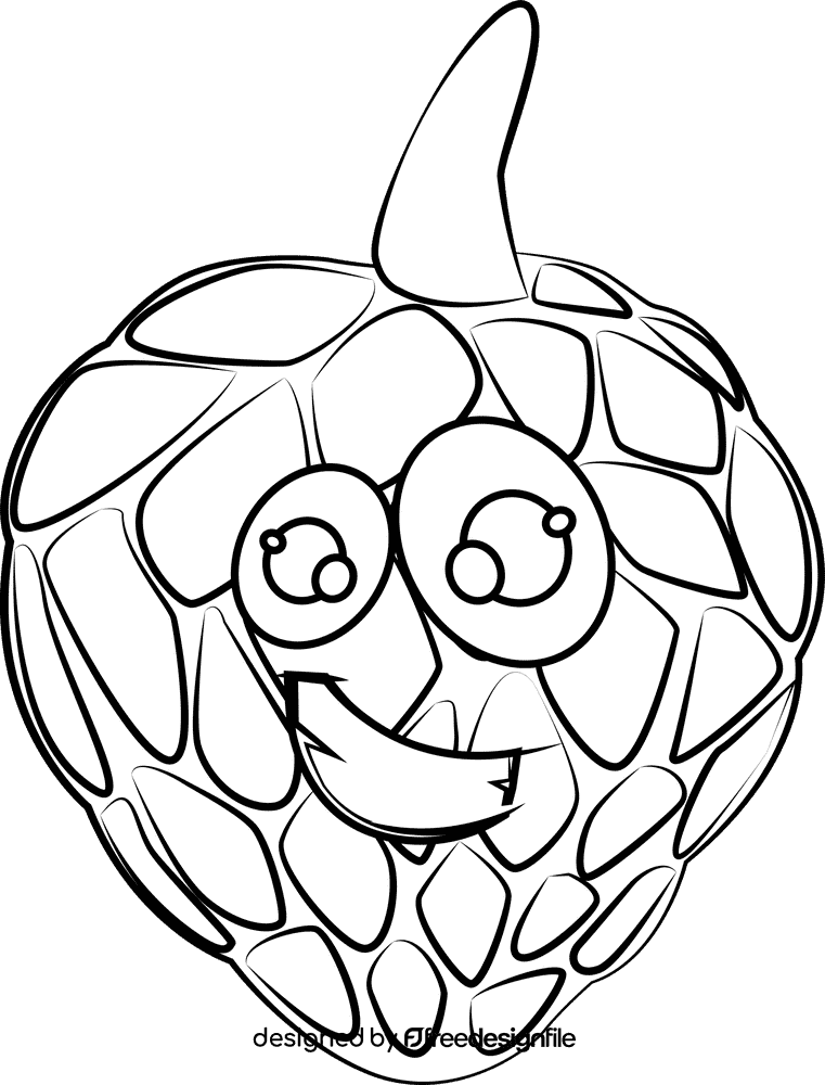 Funny Custard Apple black and white clipart