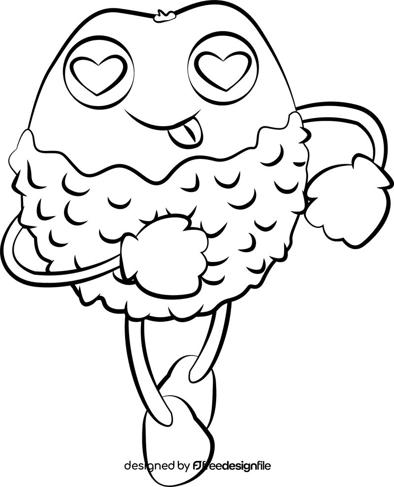 Funny Lychee black and white clipart