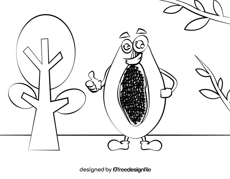 Funny Papaya black and white vector