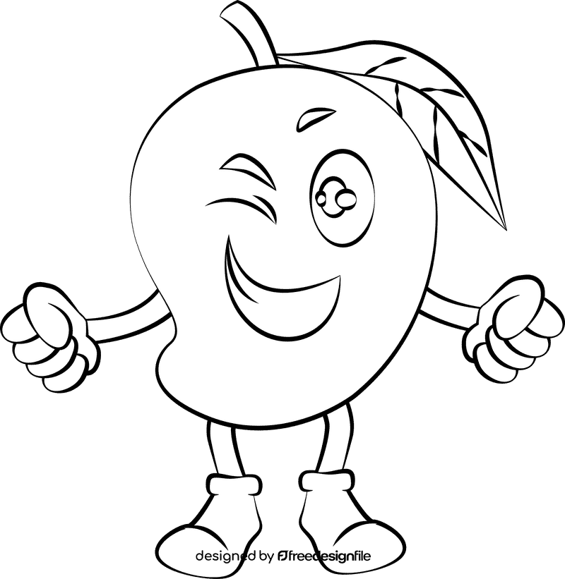 Funny Mango black and white clipart