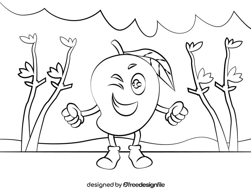 Funny Mango black and white vector