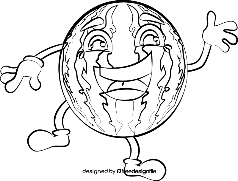 Funny watermelon black and white clipart