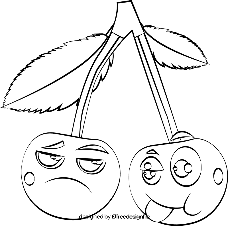 Funny Cherries black and white clipart