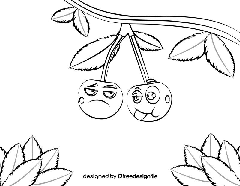 Funny Cherries black and white vector