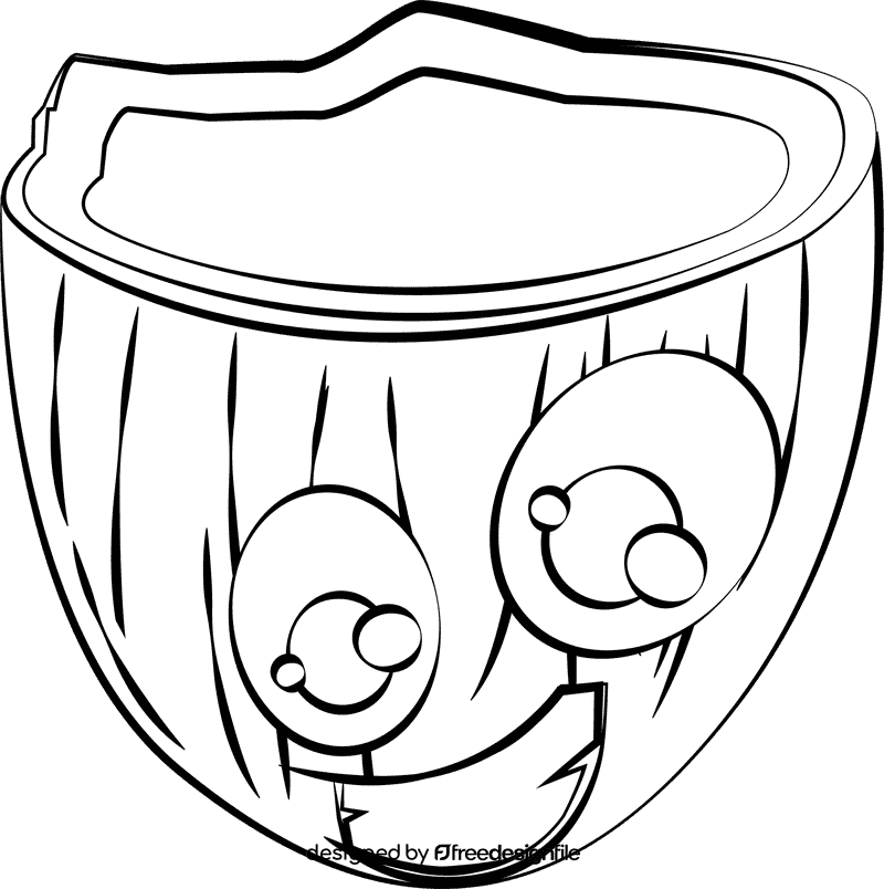 Funny Coconut black and white clipart