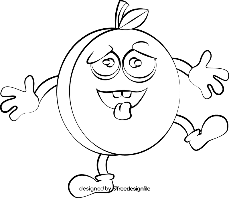 Funny Apricot black and white clipart