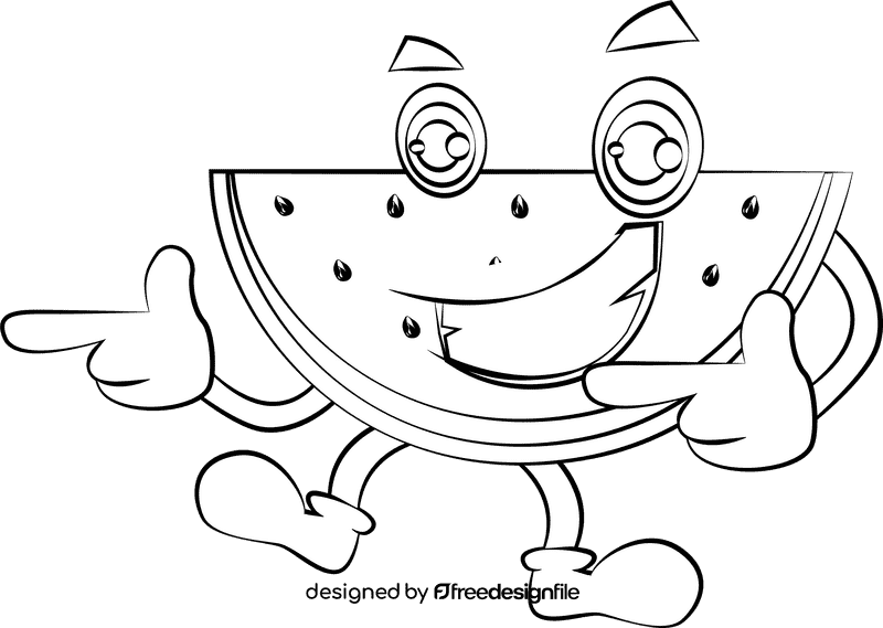 Funny WaterMelon black and white clipart