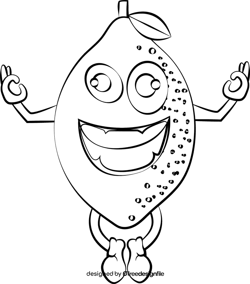 Funny Lemon black and white clipart