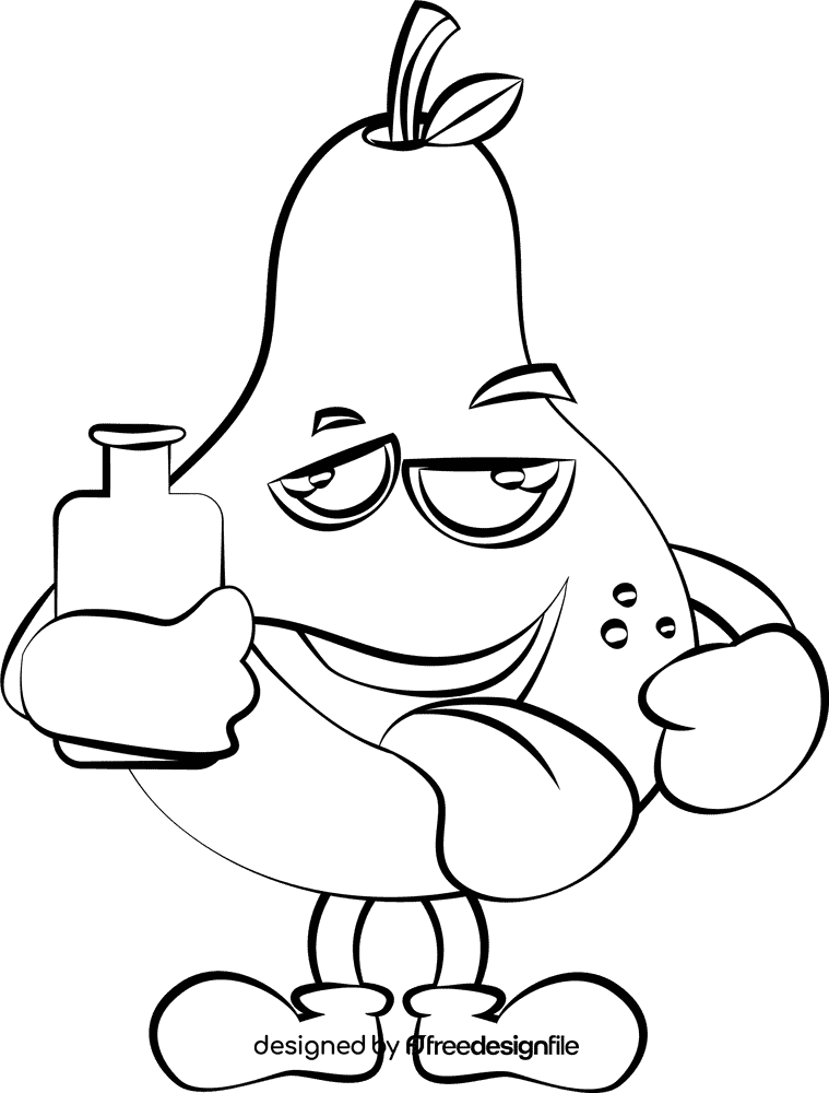 Funny Pear black and white clipart