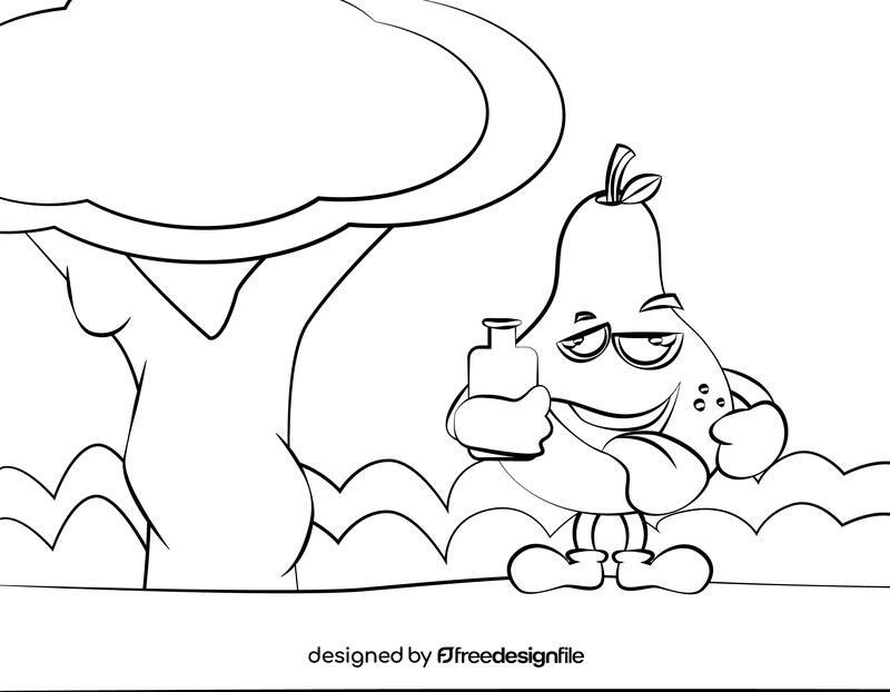 Funny Pear black and white vector