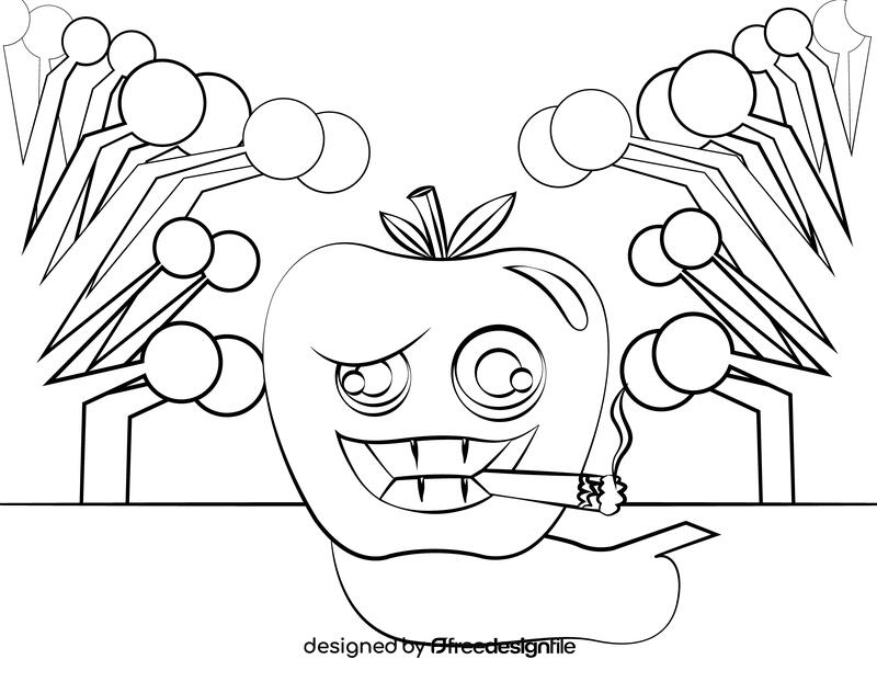 Funny Apple black and white vector