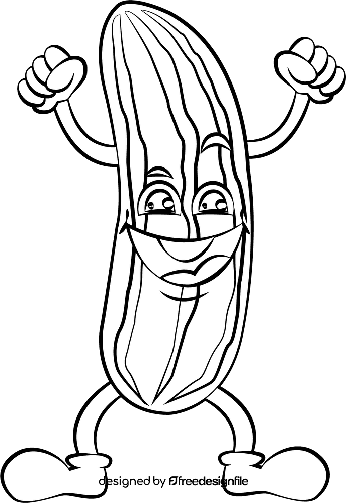 Funny Cucumber black and white clipart