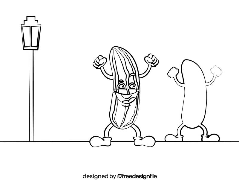 Funny Cucumber black and white vector