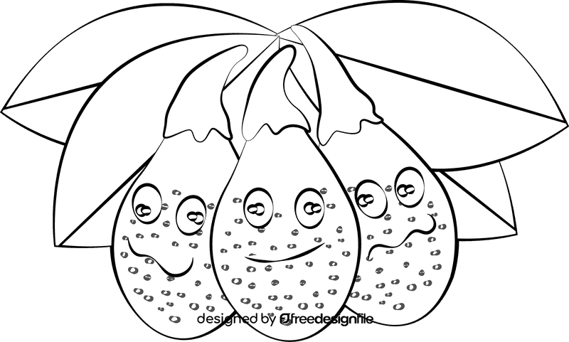 Funny bay laurel fruit black and white clipart