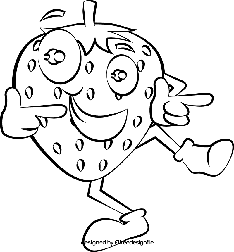 Funny Strawberry black and white clipart