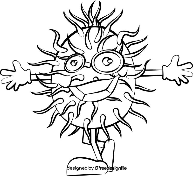 Funny Rambutan black and white clipart