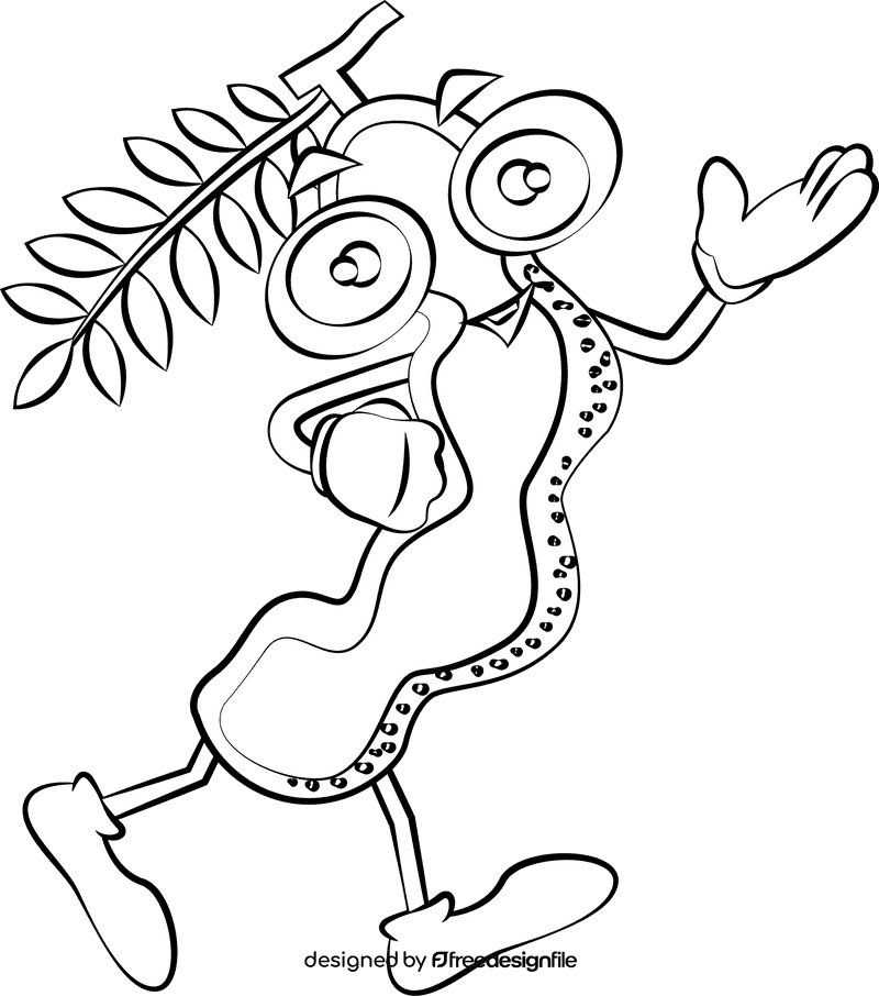 Funny Tamarind black and white clipart