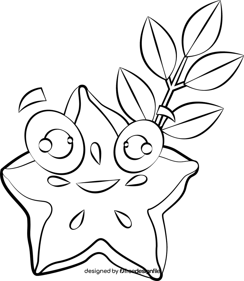 Funny Star Fruit black and white clipart