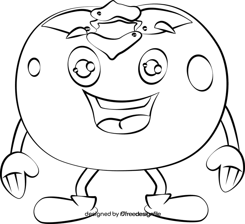 Funny Persimmon black and white clipart