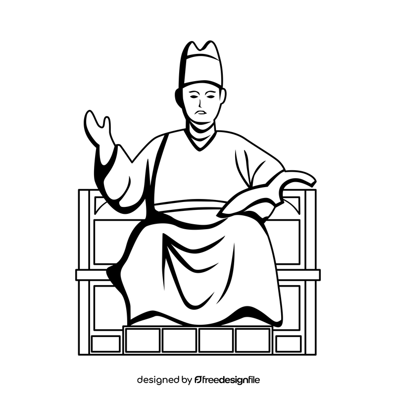 Statue of King Sejong black and white clipart