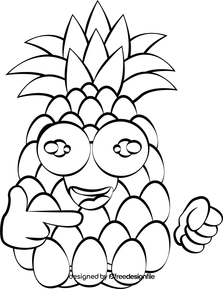 Funny Pineapple black and white clipart